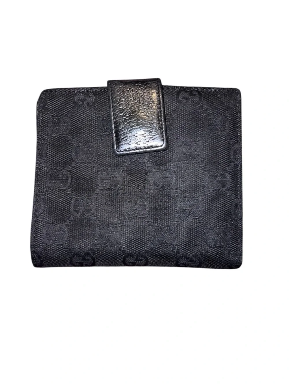 Gucci Black Monogram Canvas Small Snap Wallet with Silver-Tone Accent - Picture 3 of 8